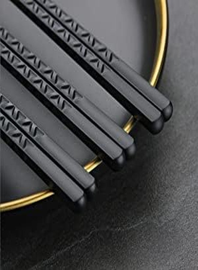 RIANZ Fiberglass Reusable Non-Slip Chopsticks for Sushi, Noodles, Fried Rice Non-Slip 24 cm - Black (Pack of 2 Pair) - Image 2